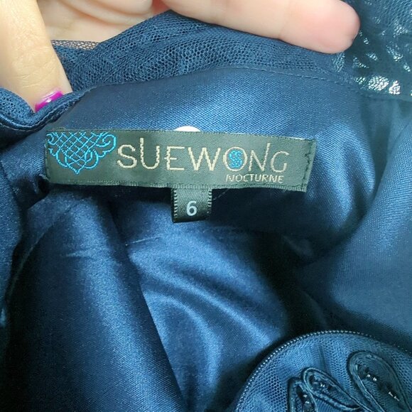 Vintage Sue Wong Sequin Dress 4 Small Blue Formal Bead - Picture 8 of 9